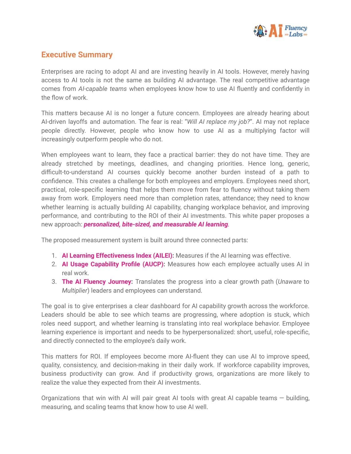 Measure AI Fluency white paper page 2